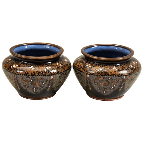 47 - A FINE PAIR OF JAPANESE CLOISONNÉ POTSIN THE MANNER OF HONDA YOSABURO, MEIJI PERIOD (19TH CENTURY)th... 