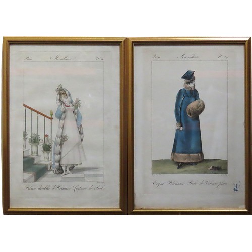 410 - A GROUP OF FIVE 'MERVEILLEUSE, PARIS' ENGRAVED FASHION PLATES, the hand coloured plates depicting ea... 