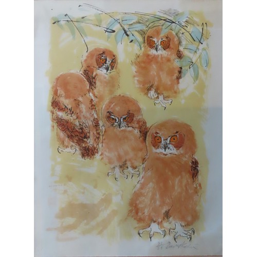 427 - DAVID KOSTER (1926-2014) 'BABY OWLS' LIMITED PRINT, numbered 31/50 and signed in lower right corner7... 