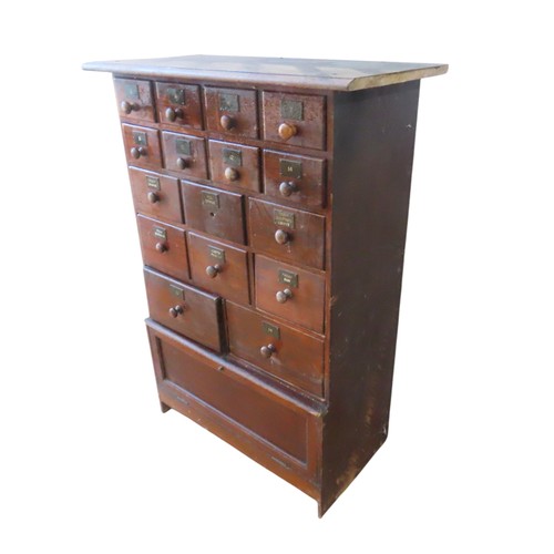 91 - A MAHOGANY 19TH CENTURY APOTHECARY CABINET, comprised of an array of 16 graduated drawers above a pa... 