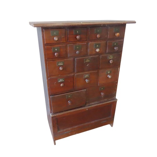 91 - A MAHOGANY 19TH CENTURY APOTHECARY CABINET, comprised of an array of 16 graduated drawers above a pa... 