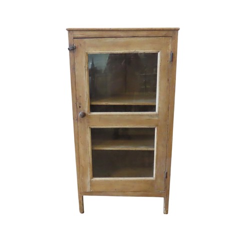 8 - A VICTORIAN PINE FOOD SAFE, rectangular form, the glazed door opening to reveal two interior shelves... 