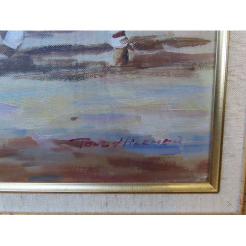 82 - PAUL HICKMAN (b.1936) 'POLO MATCH' OIL PAINTING ON CANVAS, signed in lower right corner59.5 x 90 cmP... 