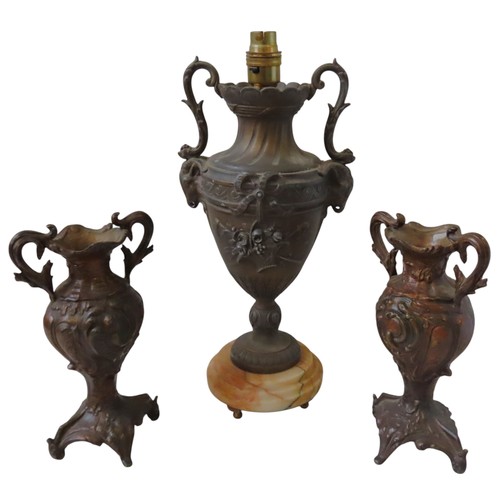 78 - A LARGE FRENCH CAST METAL AMPHORA VASE, in a Neo Classical style with twin scrolling handles, raised... 