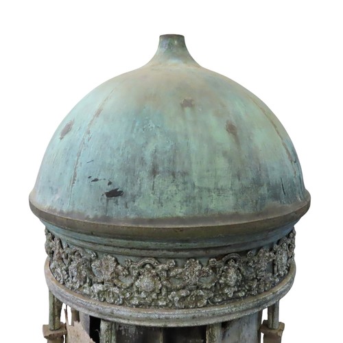 64 - A GRECIAN STYLE DOMED CUPOLA, LATE 19TH CENTURY, the copper dome over an applied band of scroll foli... 