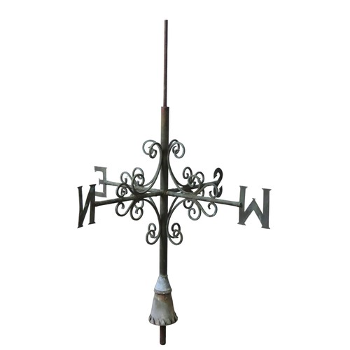 59 - A COPPER SCROLL WORK WEATHER VANE, 20TH CENTURY, top section missing121 cm highProvenance: Selected ... 