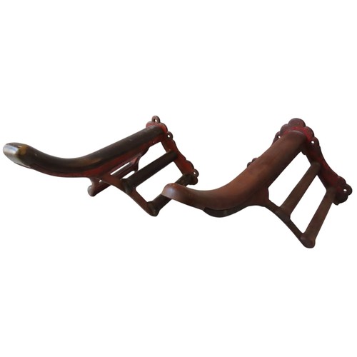 53 - A MUSGRAVE CAST-IRON & TEAK SADDLE RACK, LATE 19TH CENTURY, red painted with stamped factory mar... 