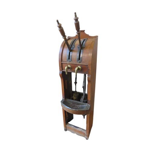 23 - AN UNUSUAL 19TH CENTURY FRUITWOOD ALE PUMP STAND, with twin pump handles and curved drip tray117 x 3... 