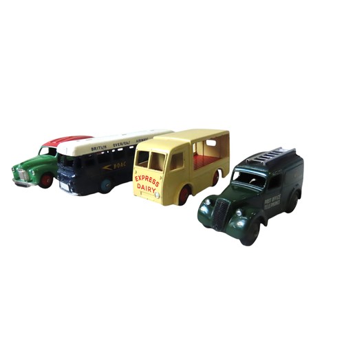 361 - DINKY TROJAN DUNLOP VAN, Royal Mail van No. 260, Bedford kodak van No. 480, Telephone Service van No... 