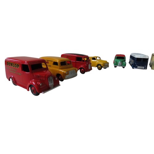 361 - DINKY TROJAN DUNLOP VAN, Royal Mail van No. 260, Bedford kodak van No. 480, Telephone Service van No... 