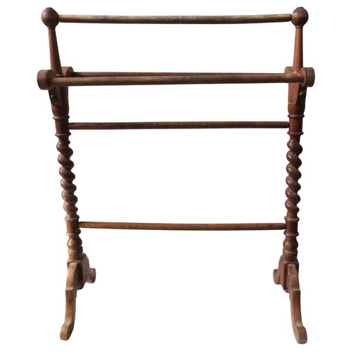 10 - A VICTORIAN MAHOGANY TOWEL RAIL, with barley twist pillars89 x 66 x 21 cmProvenance: Selected conten... 