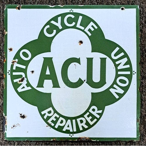 6 - ACU COUBLE SIDED ENAMEL SIGN EXCELLENTGenuine original enamel sign, double sided with one side in ex... 