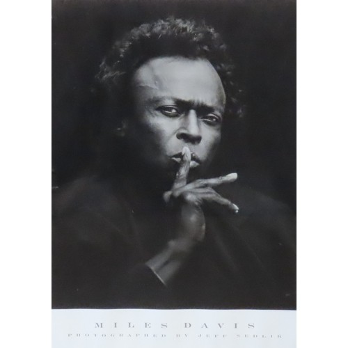 618 - A MILES DAVIS PHOTOLITHOGRAPH, by Jeff Sadler, inscribed along bottom edge(65 x 52 cm)