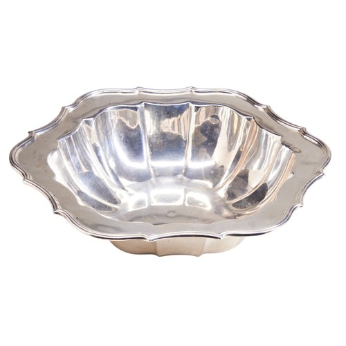 146 - A STERLING SILVER BOWL, hexagonal fluted form with scroll edge, marked 'Sterling 809'  6.5 cm high x... 