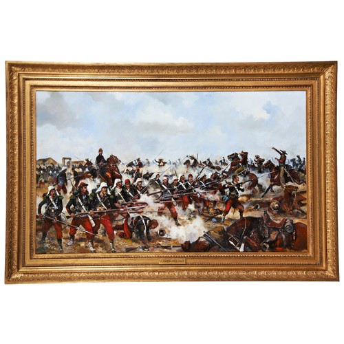 232 - CONTINENTAL SCHOOL (20TH CENTURY) 'THE BATTLE OF CAMERONE' oil on canvas 91cm x 152cm PROVENANCE: Fr... 