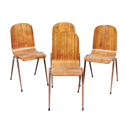 77 - A SET OF 4 BENTWOOD AND CHROME SIDE CHAIRS, circa 1960 80cm high x 41cm wide PROVENANCE: From The He... 