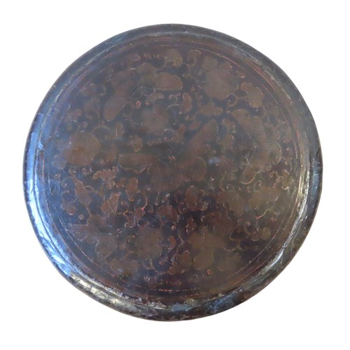 8 - A CHINESE WOVEN AND LACQUER FOOD BARREL of circular flat form, the lid decorated with butterflies37 ... 