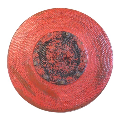 74 - BURMESE RED LACQUER PLATE with galleried edge 43cm diameter PROVENANCE: From The Hemington House Col... 