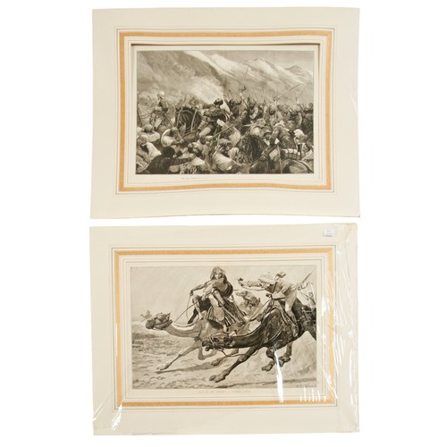 160 - R. CATON WOODVILLE (1856-1927) SIX MILITARY SCENE ENGRAVINGS 'War in the Desert: A Running Fight' 'T... 