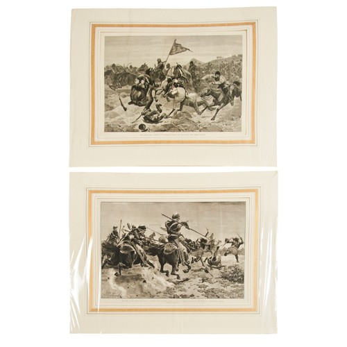 160 - R. CATON WOODVILLE (1856-1927) SIX MILITARY SCENE ENGRAVINGS 'War in the Desert: A Running Fight' 'T... 