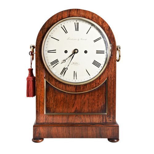 A 19TH CENTURY ROSEWOOD STRIKING MANTEL CLOCK, CIRCA 1850, the 8 inch ...