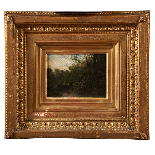 244 - 19TH CENTURY FRENCH SCHOOL, OIL PAINTING ON PANEL 'LA VANNE, BORDS DE RIVIERE', signed indistinctly ... 