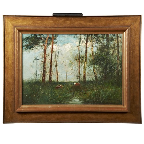 237 - GEORGE BOYLE (1826-1899) OIL PAINTING ON PANEL, depicting cattle in a wooded glade, signed in lower ... 