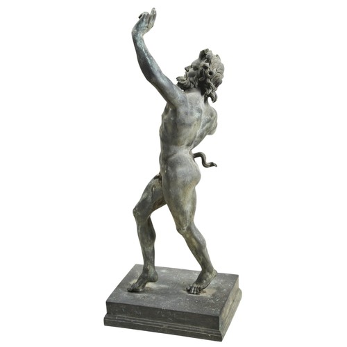 506 - A LARGE NEAPOLITAN BRONZE FIGURE CIRCA 1890modelled as 'The Dancing Faun of Pompeii',  standing on a... 