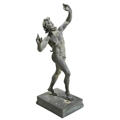 506 - A LARGE NEAPOLITAN BRONZE FIGURE CIRCA 1890modelled as 'The Dancing Faun of Pompeii',  standing on a... 