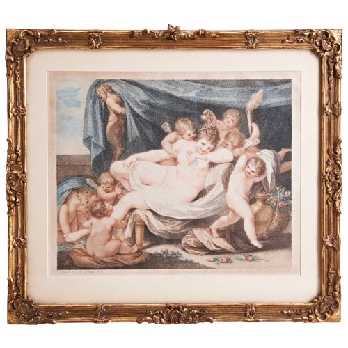 263 - AFTER G.B CIPRIANI, COLOUR ENGRAVING 'VENUS SURROUNDED BY CUPIDS'CIRCA 1790by F. Bartolozziinscribed... 