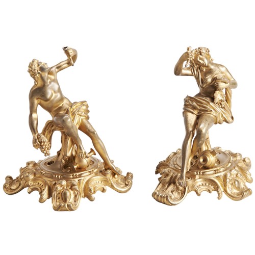 500 - A PAIR OF FRENCH GILT BRONZE FIGURESCIRCA 1830, depicting male and female Bacchanalian figures, mode... 