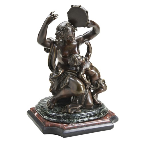 505 - AFTER CLODION, BRONZE GROUP OF BACCHANTES AND PUTTICIRCA 1870the Bacchantes figurine modelled in a c... 