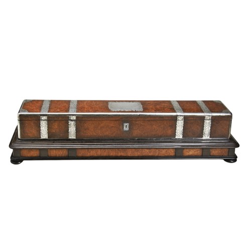 464 - WILLIAM AMBROSE MOORHEAD (1805-63) A good silver mounted walnut presentation casket bearing an engra... 