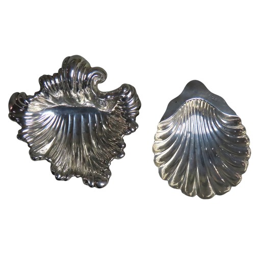 517 - A LATE VICTORIAN SWEETMEAT DISHSHEFFIELD 1893scrolling Acanthus leaf form, raised on three ball feet... 