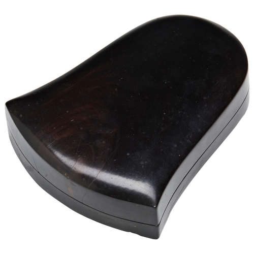 134 - A CARVED INKSTONE IN BELL SHAPE WITH ZITIAN BOX AND COVERQING DYNASTY  (1644-1911)端砚及紫檀盖盒 清Inscripte... 