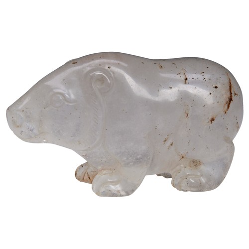 132 - A RARE ROCK CRYSTAL BEARYUAN / MING DYNASTY OR EARLIER水晶熊 元/明或更早modelled standing standing on all fo... 