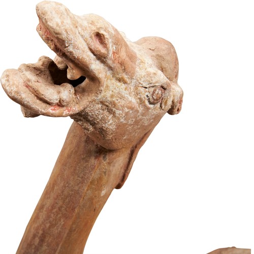 154 - AN IMPRESSIVE PAINTED POTTERY FIGURE OF A CAMELTANG DYNASTY  (618-907)陶俑骆驼 唐 618-907standing foursqu... 