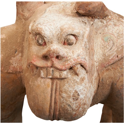 154 - AN IMPRESSIVE PAINTED POTTERY FIGURE OF A CAMELTANG DYNASTY  (618-907)陶俑骆驼 唐 618-907standing foursqu... 