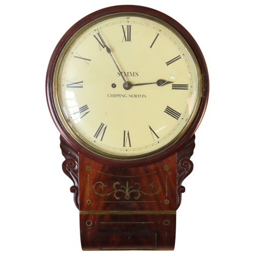 A DROP DIAL FUSEE WALL CLOCK, the dial signed 'Simms, Chipping Norton ...