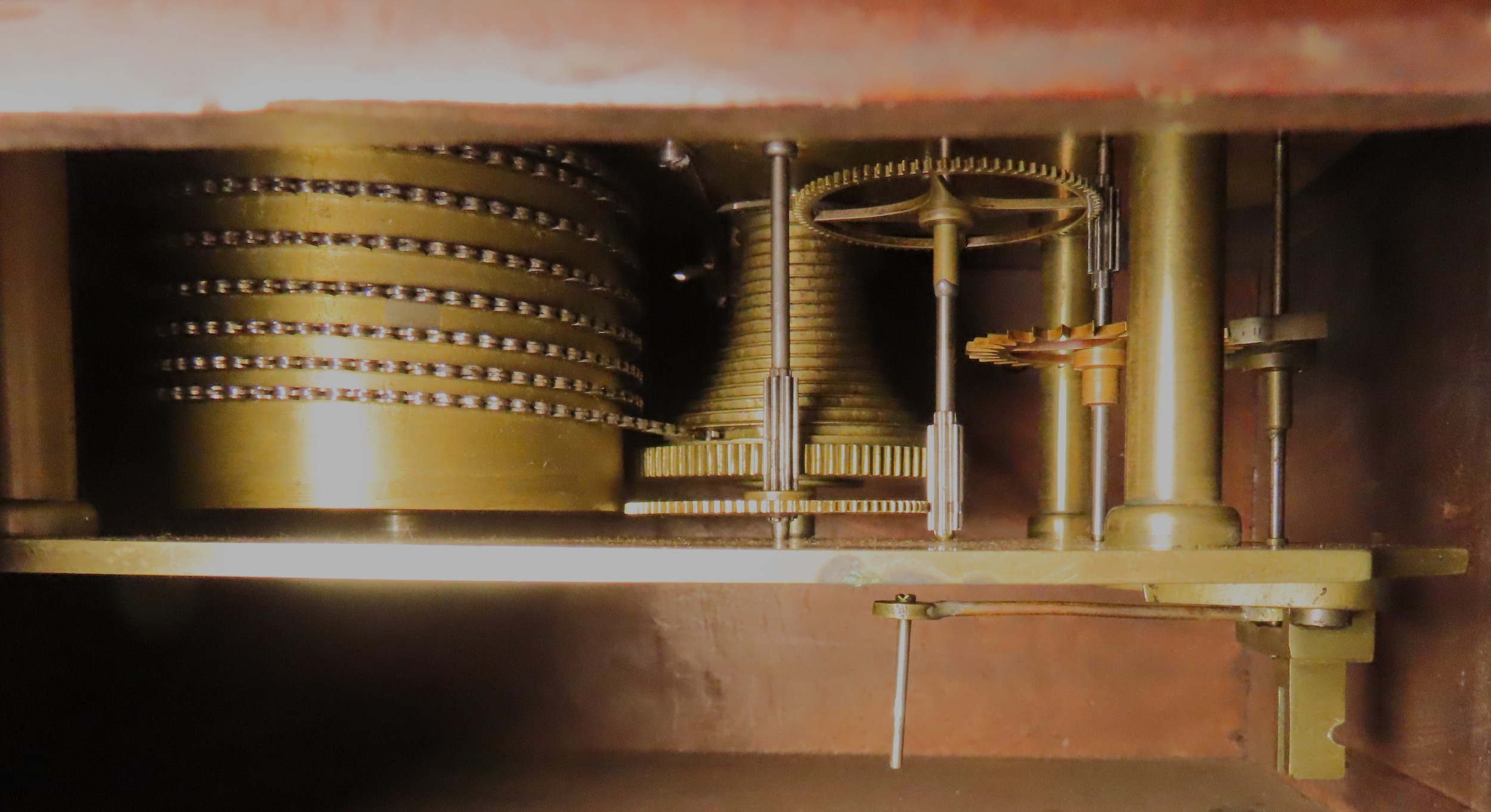 A DROP DIAL FUSEE WALL CLOCK, the dial signed 'Simms, Chipping Norton ...