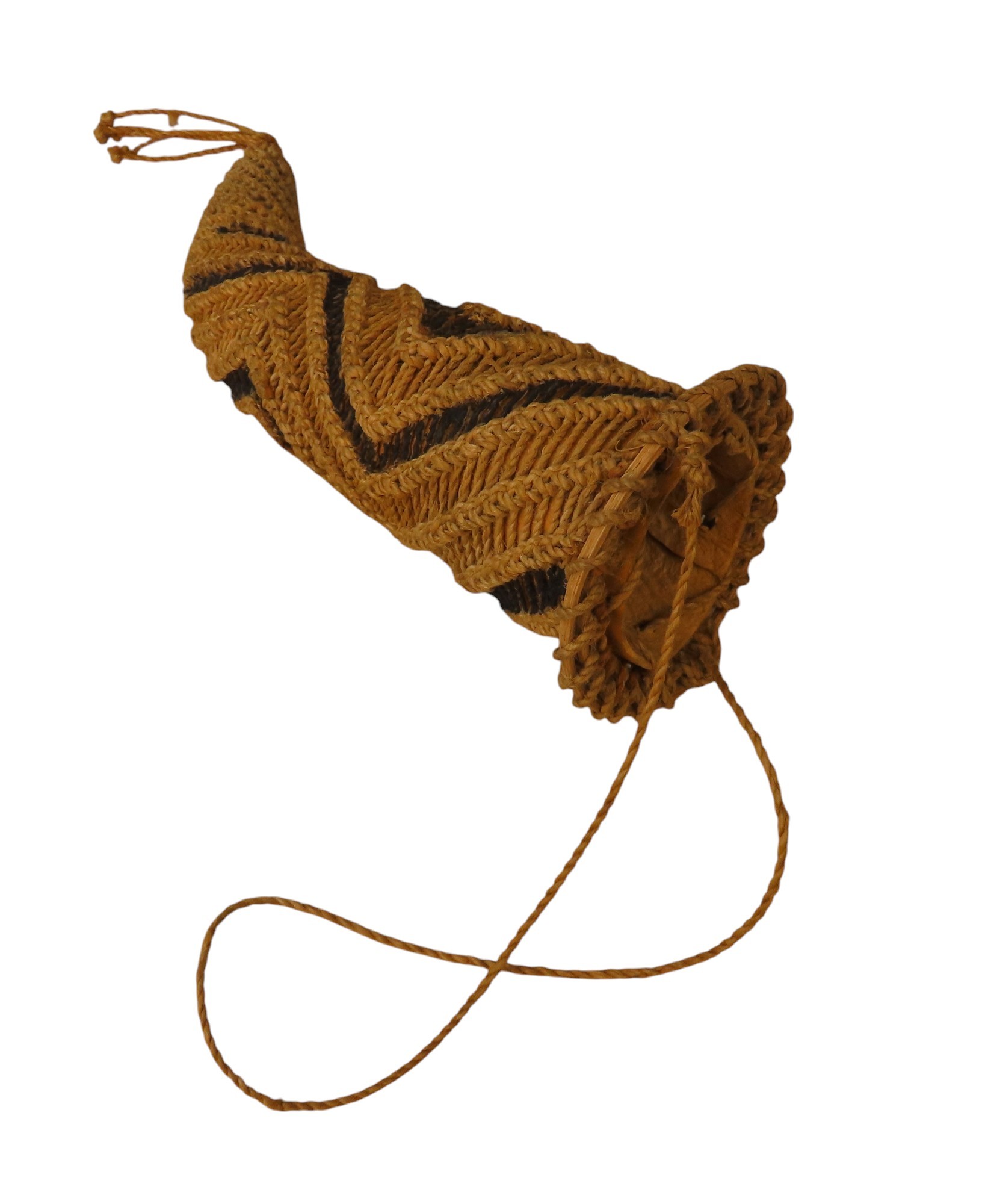 A WOVEN PHALLOCRYPT, GOROKA, made of vine fibre with painted pigment ...