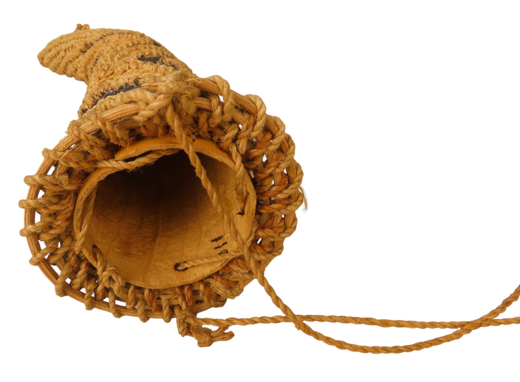 A WOVEN PHALLOCRYPT, GOROKA, made of vine fibre with painted pigment ...