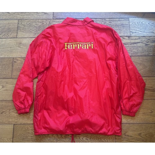 108 - THREE BRANDED FERRARI JACKETSA 1990s Tommy Hilfiger Ferrari jacket in red polyester, windbreaker sty... 
