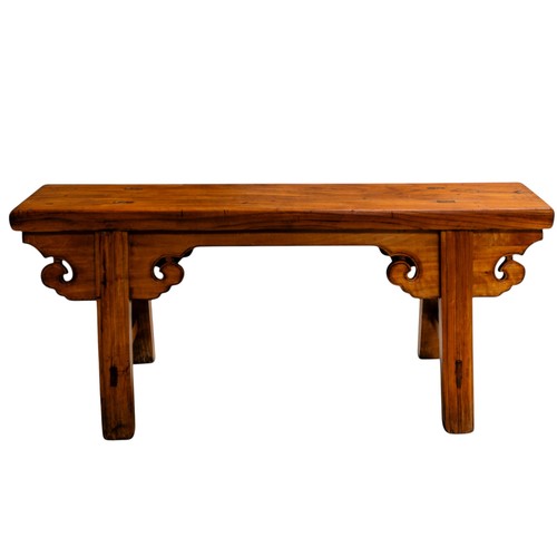407 - A CHINESE ELM BENCHQing Dynasty, 19th Century108cm x 49cm high together with a Chinese Elm bucket an... 
