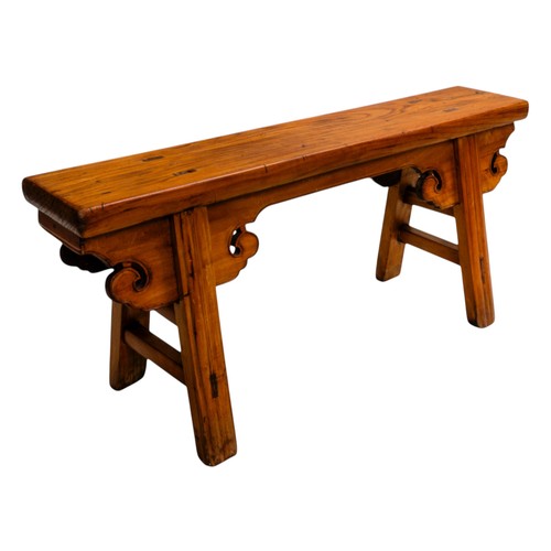 407 - A CHINESE ELM BENCHQing Dynasty, 19th Century108cm x 49cm high together with a Chinese Elm bucket an... 