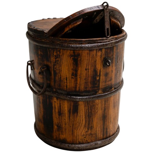 407 - A CHINESE ELM BENCHQing Dynasty, 19th Century108cm x 49cm high together with a Chinese Elm bucket an... 
