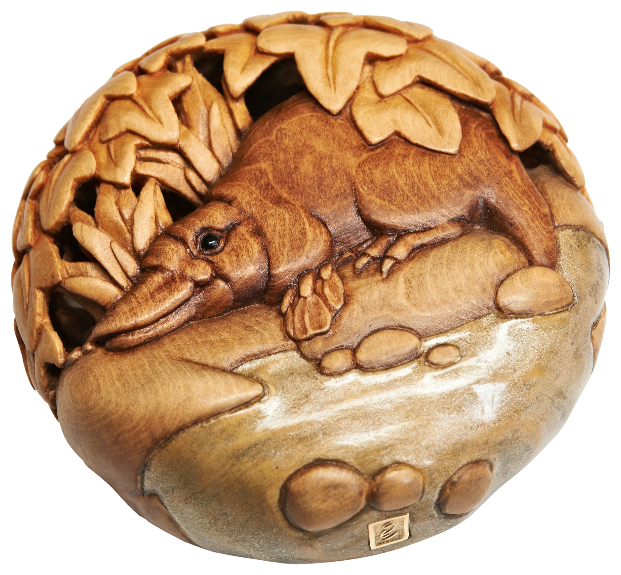 SUSAN WRAIGHT (BRITISH, B.1955)'PLATYPUS'CIRCA 2013carved holly wood ...