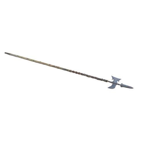 A HALBERD, German, 17th century style, the shaped front blade with ...