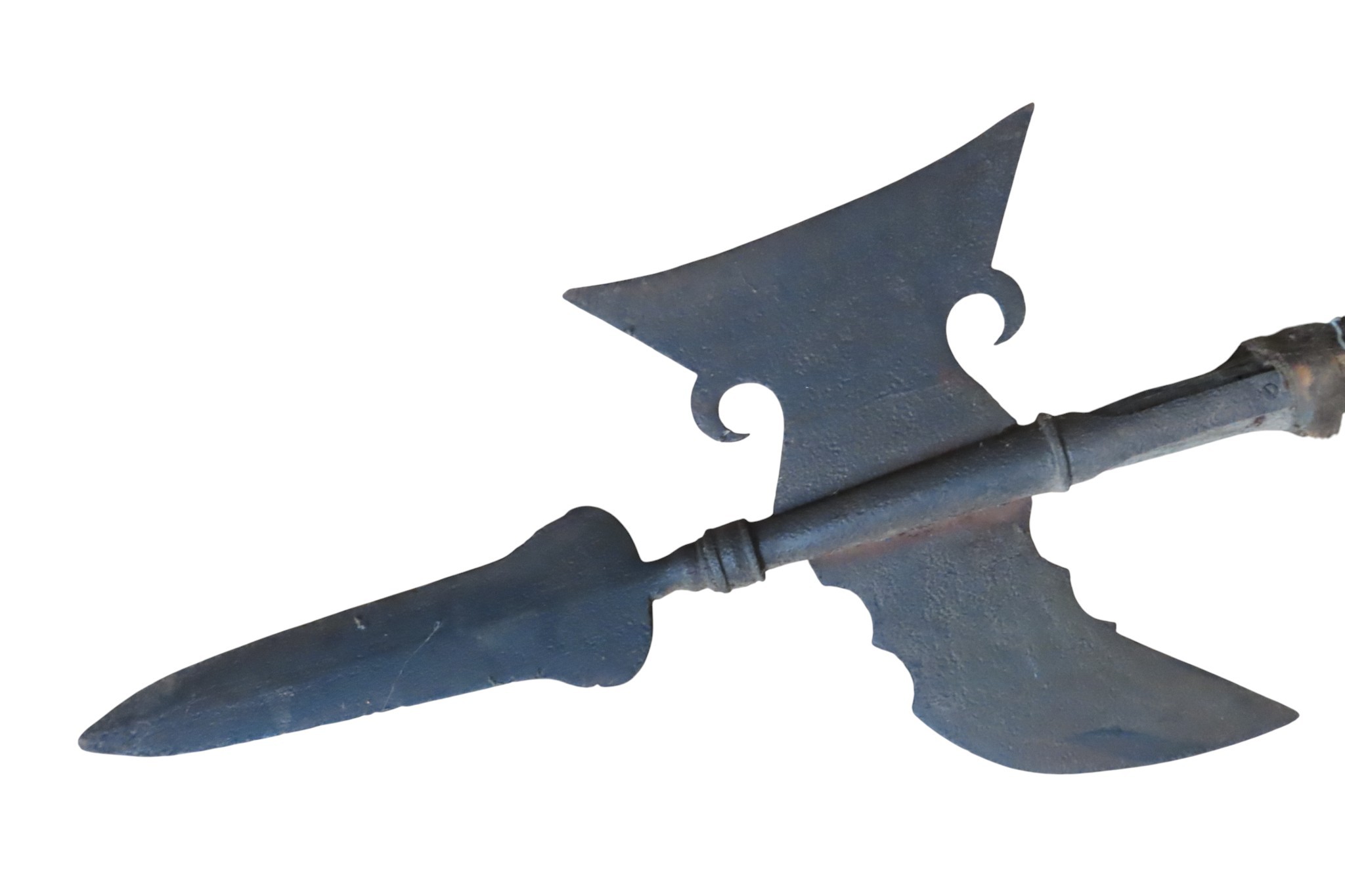 A HALBERD, German, 17th century style, the shaped front blade with ...