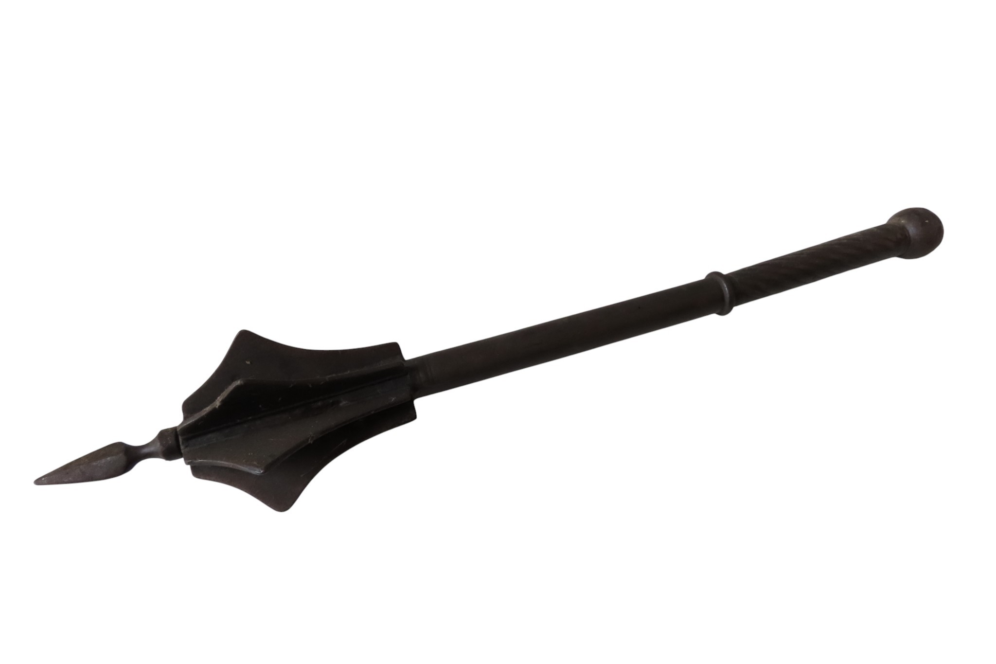 AN INDIAN SHISHPAR flanged war mace with top spike and seven shaped ...